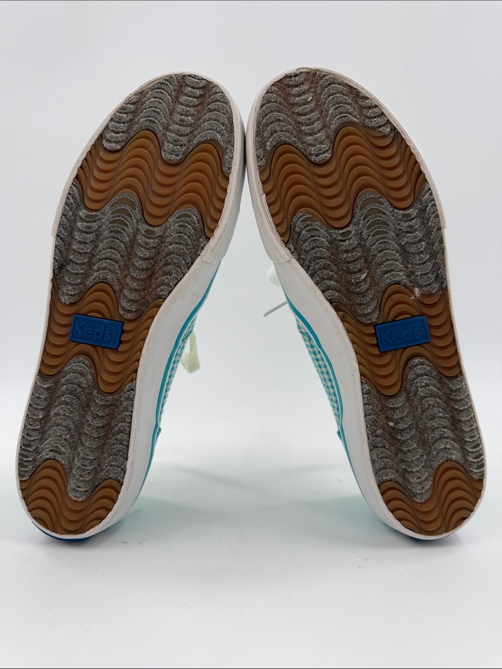 Keds Double Dutch Teal Polka Dot & Gingham Sneakers Neon Lime Trim Women's 6.5 - Picture 15 of 16